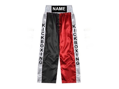 Pantaloni da kickboxing personalizzati : KNPANTS-001-Nero-Rosso