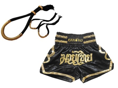 Set Mongkol Prajead con pantaloncini Muay Thai : 121-Nero