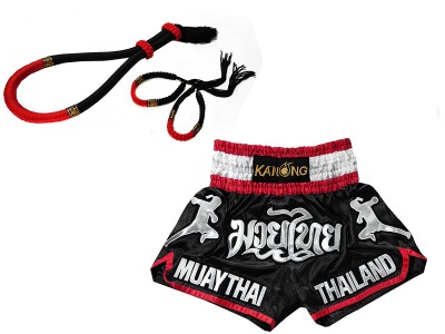 Set Mongkol Prajead con pantaloncini Muay Thai : 133-Nero