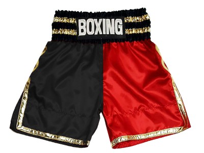 Pantaloncini da boxe personalizzati : KNBSH-039-Nero-Rosso